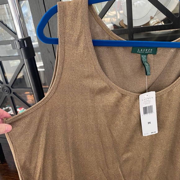 Lauren, by Ralph Lauren, gold sparkly tank - Picture 5 of 7